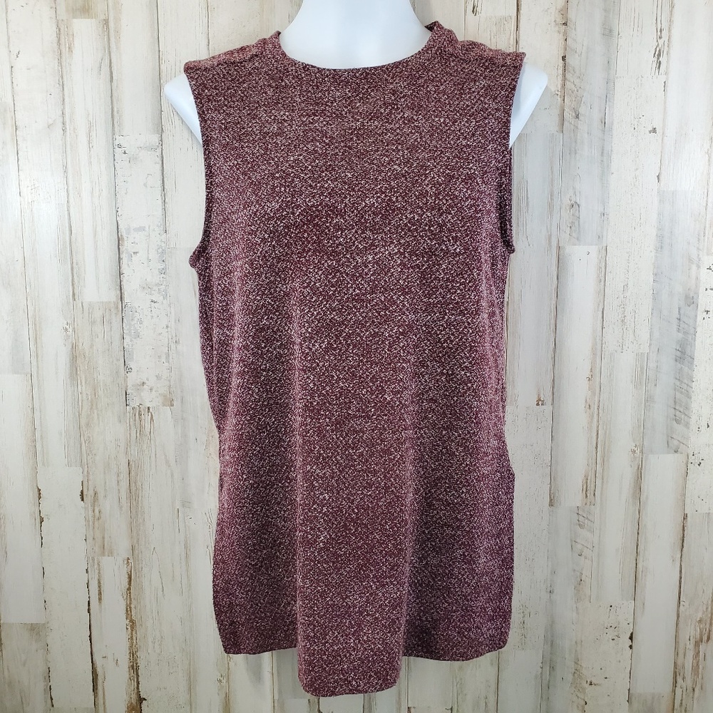 5/$25 Banana Republic Womens Top PS Red Sleeveless Knit Marled V2